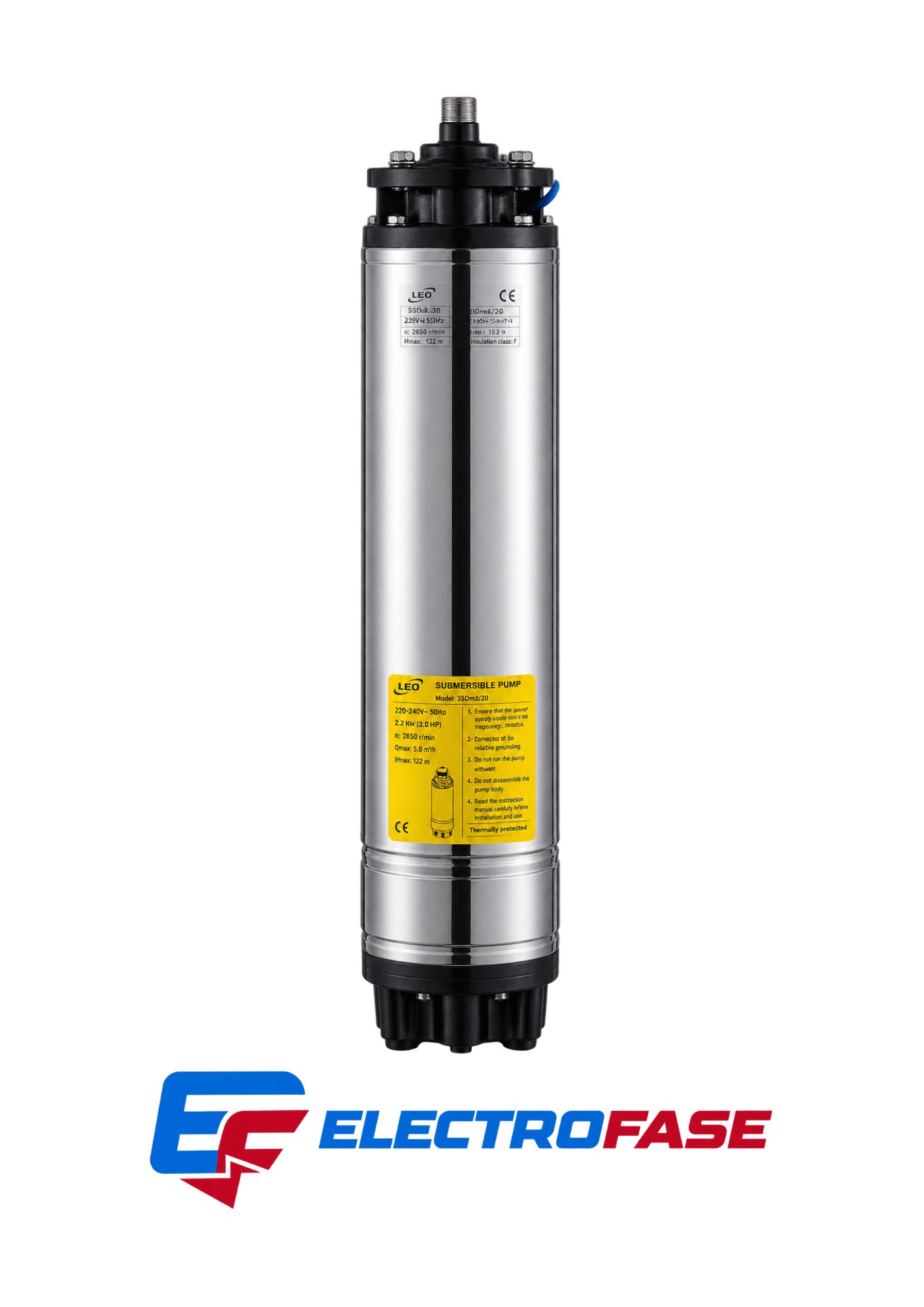 MOTOR SUMERGIBLE 25 HP-  6" CON CABEZAL DE ACERO INOXIDABLE 304, LLENADO DE AGUA,CABLE DE CONDUCTOR SIMPLE ,CABLE AWG 4 HILOS (380 V, 60 HZ, TRIFÁSICO)